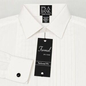 Jos A Bank White Tuxedo Shirt 16.5 33 Executive Cotton French Cuff Traditional